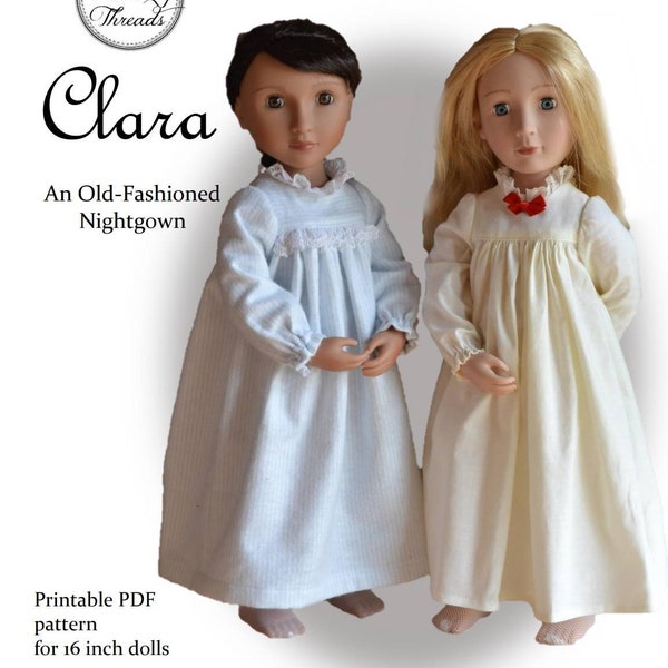 PDF Sewing Pattern Clara Nightgown for 16 inch dolls A Girl for All Time