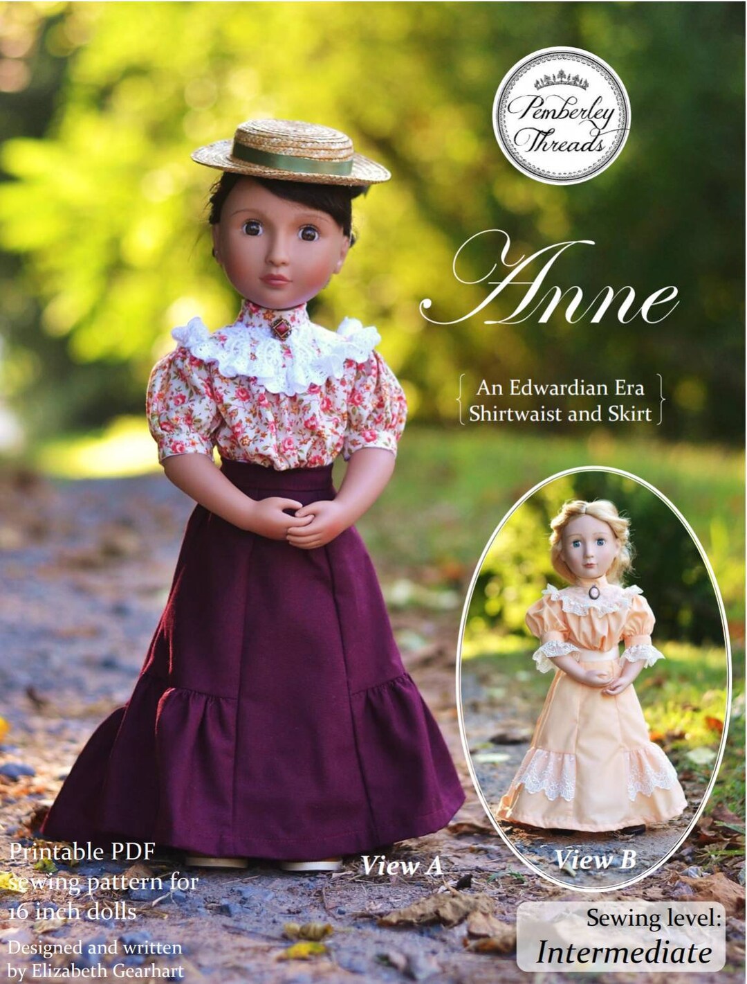 PDF Sewing Pattern Anne Shirtwaist and Skirt for 16 Inch