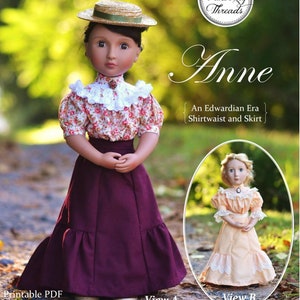 PDF Sewing Pattern Anne Shirtwaist and Skirt for 16 inch dolls A Girl for All Time