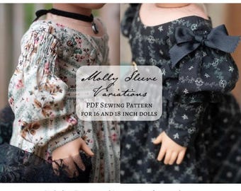 1830s Doll Gown Sleeve Sewing Pattern, Molly Dress Variations (PDF Pattern)