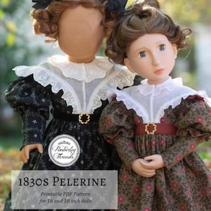 PDF Sewing Pattern 1830s Pelerine Collar for 18 inch and 16 inch dolls such as A Girl for All Time