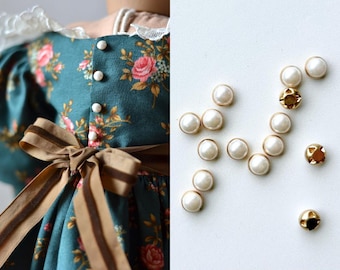 Doll Scale Pearl Buttons Gold for doll clothing