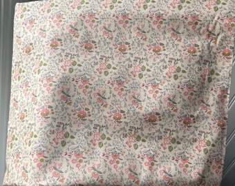 Doll clothing fabric Ivory florals Cotton