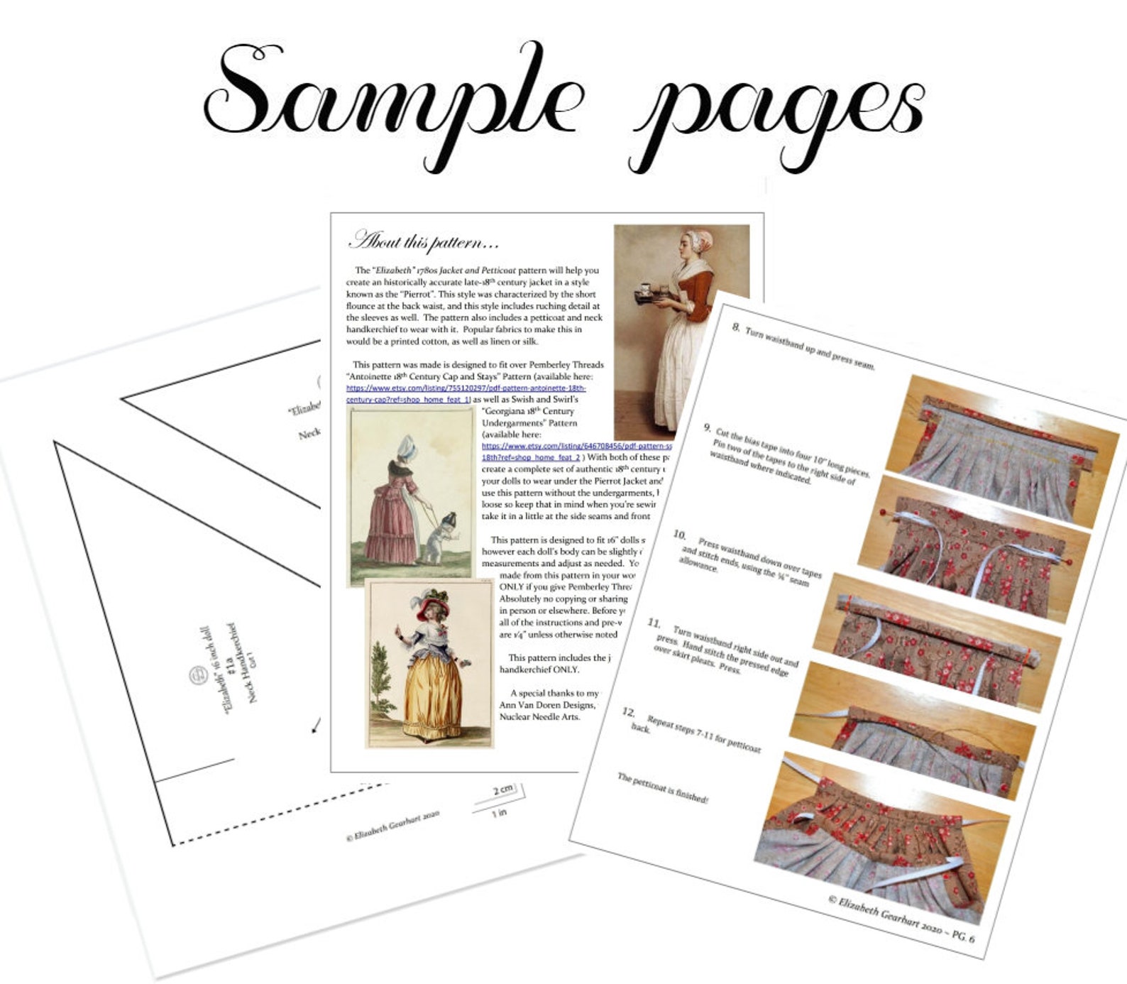 PDF Sewing Pattern Elizabeth 1780s Jacket and Petticoat 18th | Etsy