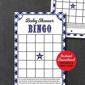 Baby Q Baby Shower Bingo Navy Blue, Baby Q Shower Games, BBQ Baby Shower Games, Printable PDF File, Instant Download