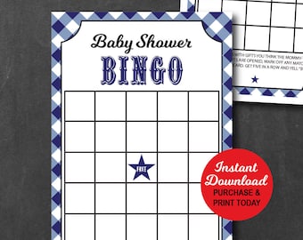 Baby Q Baby Shower Bingo Navy Blue, Baby Q Shower Games, BBQ Baby Shower Games, Printable PDF File, Instant Download