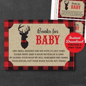 Deer Shower Book Request Cards, Little Buck Baby Shower Book Request Cards, Book Insert Card, Printable PDF File, INSTANT DOWNLOAD