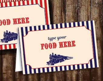 Train Food Labels, Vintage Train Food Tent Cards, Printable Food Tents, Train Place Cards, Printable PDF File, Instant Download