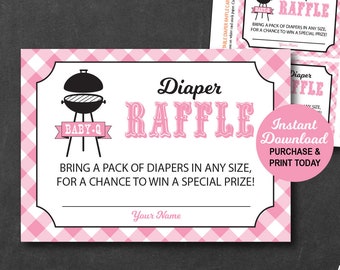 Pink Chalkboard BaByQ Diaper Raffle Tickets Baby Shower BBQ Printable Pink Chalkboard BaByQ Diaper Raffle Tickets Baby Shower BBQ Printable