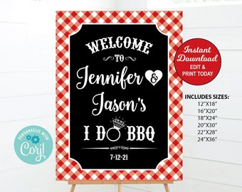 I Do BBQ Welcome Sign, bbq Engagement Yard Sign Printable, Large Sign, Poster Welcome Sign, Easel Sign, BBQ Bridal Shower, Editable Sign