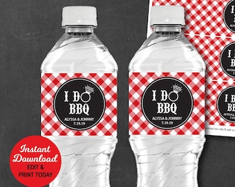 I Do Bbq Water Labels Personalized, I Do Bbq Drink Labels, Bbq Wedding Shower Water Labels, Printable Pdf File INSTANT DOWNLOAD