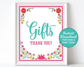 Fiesta Gifts Sign, Fiesta Gift Table Sign, Fiesta Birthday Decorations, Taco Twosday, Instant Download, Printable, PDF File