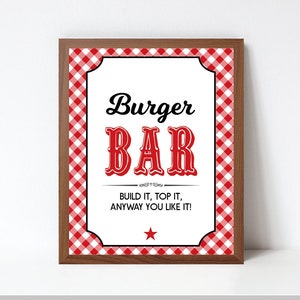 Baby Q Burger Bar Sign Printable, BBQ Baby Shower Burger Bar Sign, Baby Q Shower Sign, Instant Download, Printable PDF File image 1