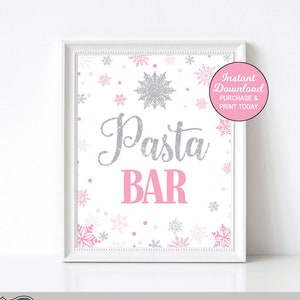 Pasta Bar Sign, Snowflake Food Sign, Winter ONEderland Sign, Winter Baby Shower Sign, Printable Sign, INSTANT DOWNLOAD
