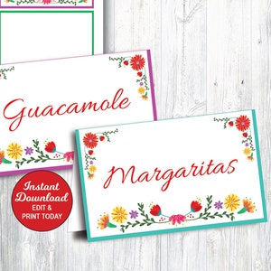 Fiesta Engagement Food Labels Printable, Mexican Fiesta Baby Shower Food Labels, Fiesta Buffet Cards, Fiesta Birthday INSTANT DOWNLOAD