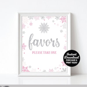 Favors Sign, Winter Wonderland Baby Shower Favors, Baby It&#39;s Cold Outside Favor Sign, Winter Onederland Favors Sign, Snowflake Baby Shower
