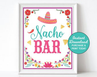 Fiesta Nacho Bar Sign, Fiesta Nacho Table Sign, Taco Twosday, Fiesta Birthday Decorations, Instant Download, Printable, PDF File