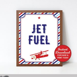 Señal de combustible para aviones, señal de bebidas de avión, señal de cumpleaños de avión, señal de baby shower de avión, imprimible, DESCARGA INSTANTÁNEA