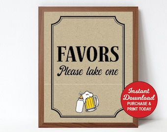 Favors Sign, A Baby is Brewing, Beer Baby Shower Favor Sign, Printable INSTANT DOWNLOAD