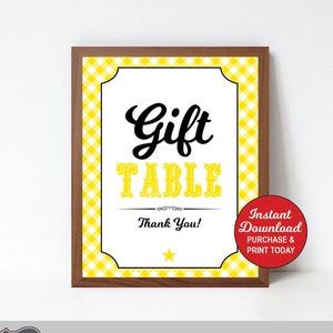 Gift Table Sign Printable, Baby Q Shower Yellow, Baby Q Gifts Sign, BBQ Baby Shower Sign, Printable Pdf File, INSTANT DOWNLOAD