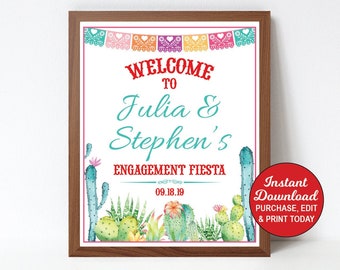 Fiesta Engagement Party Welcome Sign Printable, Mexican Fiesta Engagement, Fiesta Baby Shower Welcome Sign, PDF File, INSTANT DOWNLOAD