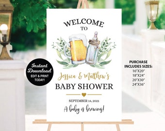 A Baby is Brewing Welcome Sign, Beer Baby Shower Sign, Coed Baby Shower Sign, Couples Baby Shower, Printable Sign, Baby Brewing Decoration