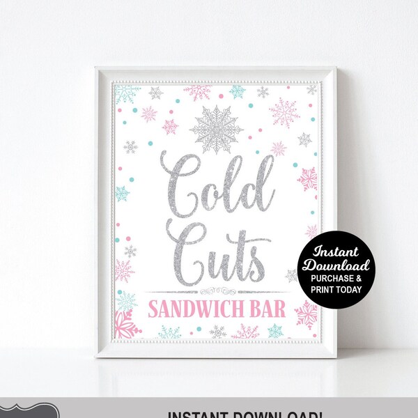 Cold Cuts Sign, Sandwich Bar Sign, Winter Onederland Birthday, Winter Wonderland, Winter Birthday, Baby Shower