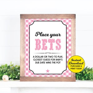 Guess Baby Due Date Sign, Baby Q Baby Shower Game Sign, Place Your Bets Game, BBQ Baby Shower Activity, Printable Sign, Printable PDF File