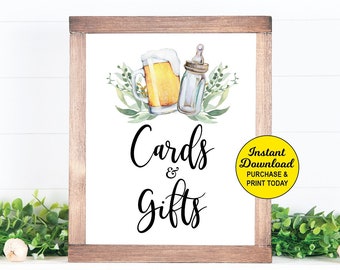 Cards and Gifts Sign, A Baby is Brewing, Gift Table Sign, Beer Baby Shower, Couples Baby Shower, Coed Baby Shower, Printable Sign