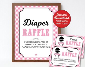 Pink Chalkboard BaByQ Diaper Raffle Tickets Baby Shower BBQ Printable Pink Chalkboard BaByQ Diaper Raffle Tickets Baby Shower BBQ Printable