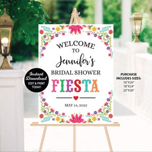 Fiesta Bridal Shower Welcome Sign, Fiesta Shower Sign, Fiesta Bridal Shower Yard Sign, Printable Easel Sign, Fiesta Poster Sign image 1