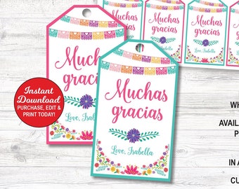 Fiesta Birthday Favor Tag, Fiesta Thank You Tags, Fiesta Birthday Decorations, Printable PDF File INSTANT DOWNLOAD