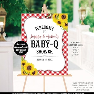 Baby Q Shower Welcome Sign, BBQ Shower Sign, Couples Shower, Gender Neutral Summer Shower Yard Sign, Printable Easel Sign, Baby Q Poster