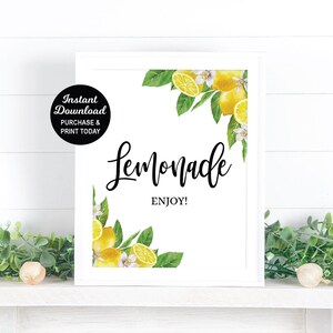 Lemonade Sign, Lemon Bridal Shower, Lemon Baby Shower, Drink Sign, Summer Bridal Shower, Printable Sign, Lemon Engagement