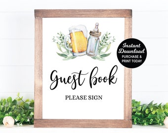 A Baby is Brewing Guest Book Sign, Beer Baby Shower Guest Book Sign, Printable Guest Book Sign, Coed Baby Shower, Backyard Baby Shower