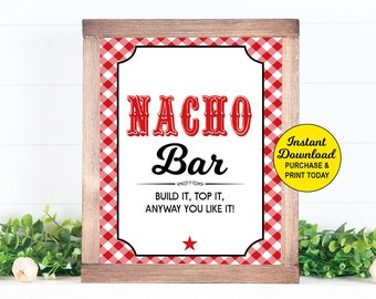 Nacho Bar Sign Printable, Baby Q Food Sign, BBQ Baby Shower, Nacho Sign, Summer Baby Shower, Coed Baby Shower