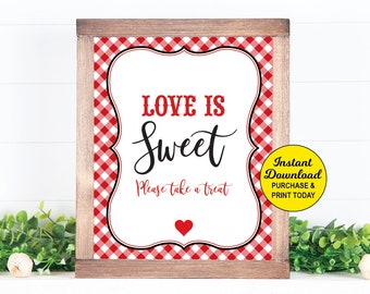 Love is Sweet Sign Printable, I do BBQ Engagement Party, Dessert Sign, Favor Sign, Couples Wedding Shower, Bridal Shower, Backyard BBQ