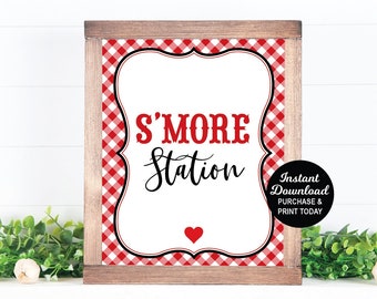 S'more Station Sign, BBQ S'more Sign, I do BBQ Engagement, S'mores Sign, Couples Engagement, BBQ Bridal Shower, Bbq Birthday, Printable Sign