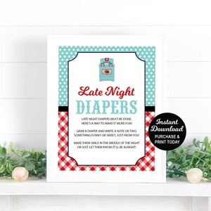 Late Night Diapers Sign, Bun In the Oven Baby Shower Sign, Baby Shower Game, Baby Shower Activity, Printable Sign