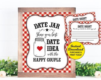 Date Night Jar Sign and Cards, Date Night Suggestion Cards, I do BBQ Game, Date Night Ideas, Bridal Shower Game, Couples Engagement