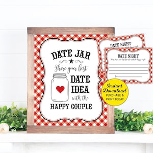 Date Night Jar Sign and Cards, Date Night Suggestion Cards, I do BBQ Game, Date Night Ideas, Bridal Shower Game, Couples Engagement