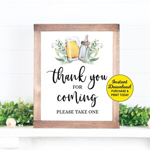 Thank You for Coming Sign, A Baby is Brewing Favor Sign, Beer Baby Shower Thank You Sign, Beer Favor, Coed Baby Shower, Printable Sign