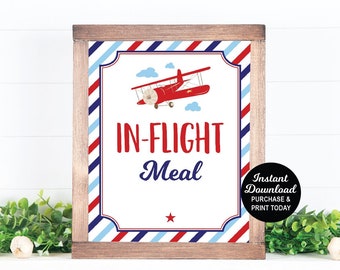 Airplane Inflight Meal Sign, Airplane Food Table Sign, Airplane Birthday Decoration , In-Flight Meal Sign, Printable Sign