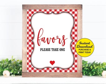 Favors Sign, I do BBQ Engagement, Favor Table Sign, Couples Engagement, BBQ Bridal Shower, Bbq Wedding Shower, Red Gingham, Printable