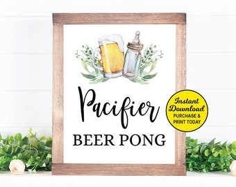 Pacifier Pong Game, A Baby is Brewing Game, Baby Shower Game, Pacifier Beer Pong, Beer Baby Shower, Baby Shower Activity, Printable Game