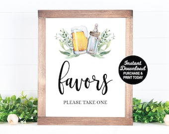 Favors Sign, A Baby is Brewing, Beer Baby Shower Favor Sign, Beer Favor, Coed Baby Shower Printable INSTANT DOWNLOAD