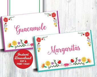 Fiesta Food Labels Printable, Fiesta Birthday Decorations, Fiesta Buffet Cards, Mexican Fiesta Food Labels, Fiesta Birthday INSTANT DOWNLOAD