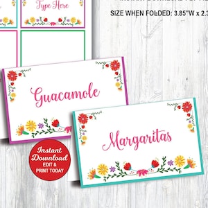 Fiesta Food Labels Printable, Fiesta Birthday Decorations, Fiesta Buffet Cards, Mexican Fiesta Food Labels, Fiesta Birthday INSTANT DOWNLOAD