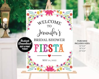 Fiesta Bridal Shower Welcome Sign, Fiesta Shower Sign, Fiesta Bridal Shower Yard Sign, Printable Easel Sign, Fiesta Poster Sign