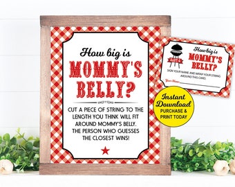 How Big Is Mommy's Belly, Baby Q Game Printable, BBQ Baby Shower Game, Co-ed Baby Shower, Couples Baby Shower